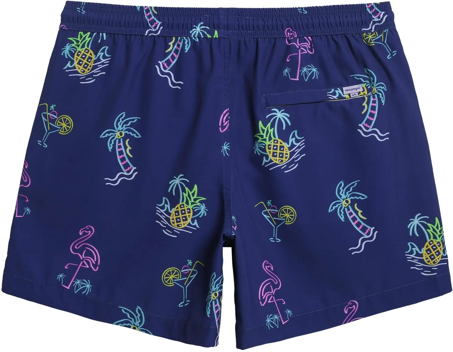 maamgic Mens Boys 80s 90s Vintage 4 Way Stretch Swim Trunks with Mesh Lining Quick Dry Swim Suits Board Shorts