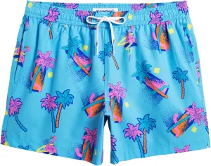 maamgic Mens Boys 80s 90s Vintage 4 Way Stretch Swim Trunks with Mesh Lining Quick Dry Swim Suits Board Shorts