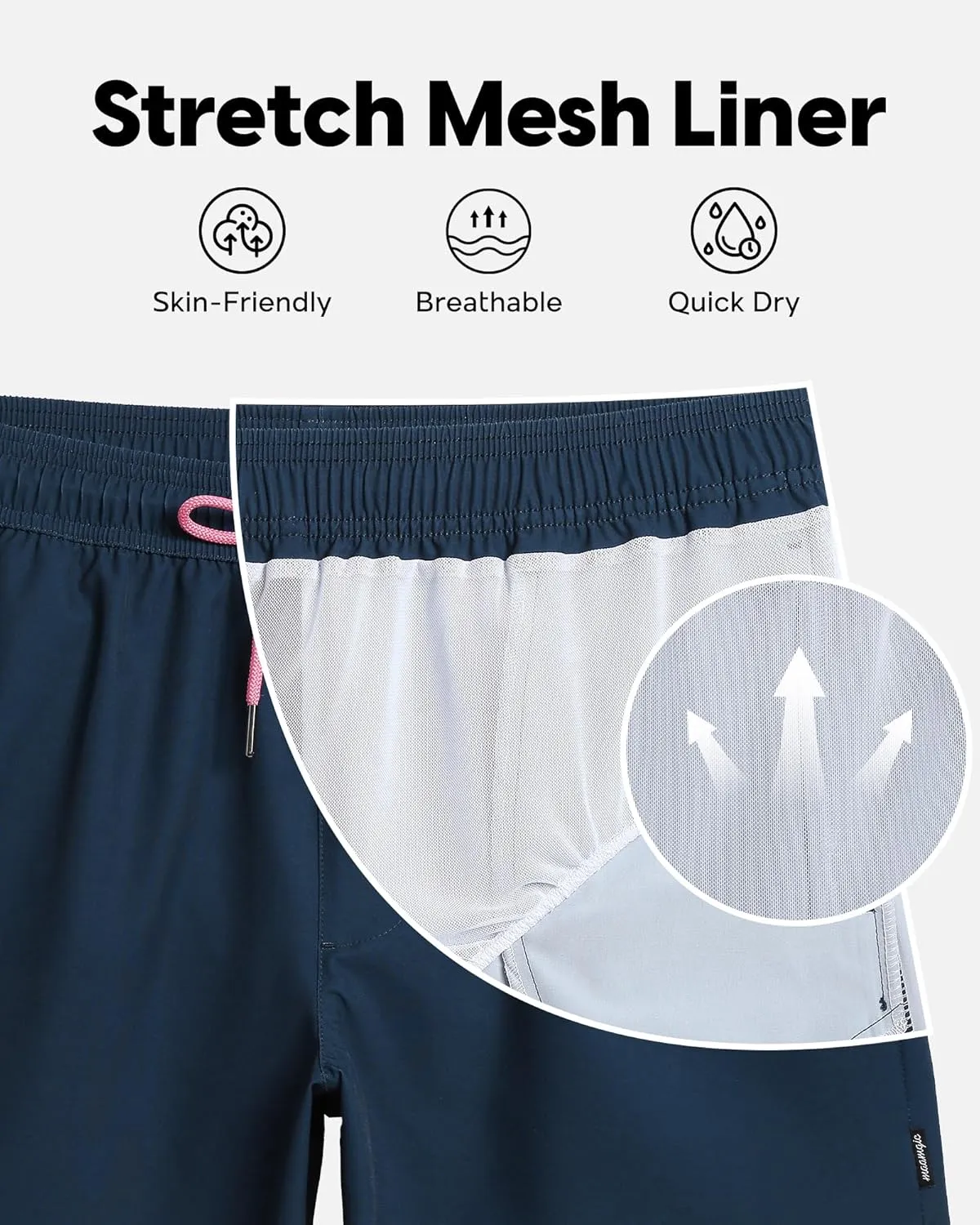 maamgic Mens Swim Trunks 5" Quick Dry Beach Shorts Stretch Swimming Trunks Shorts with Mesh Lining Zip Pockets