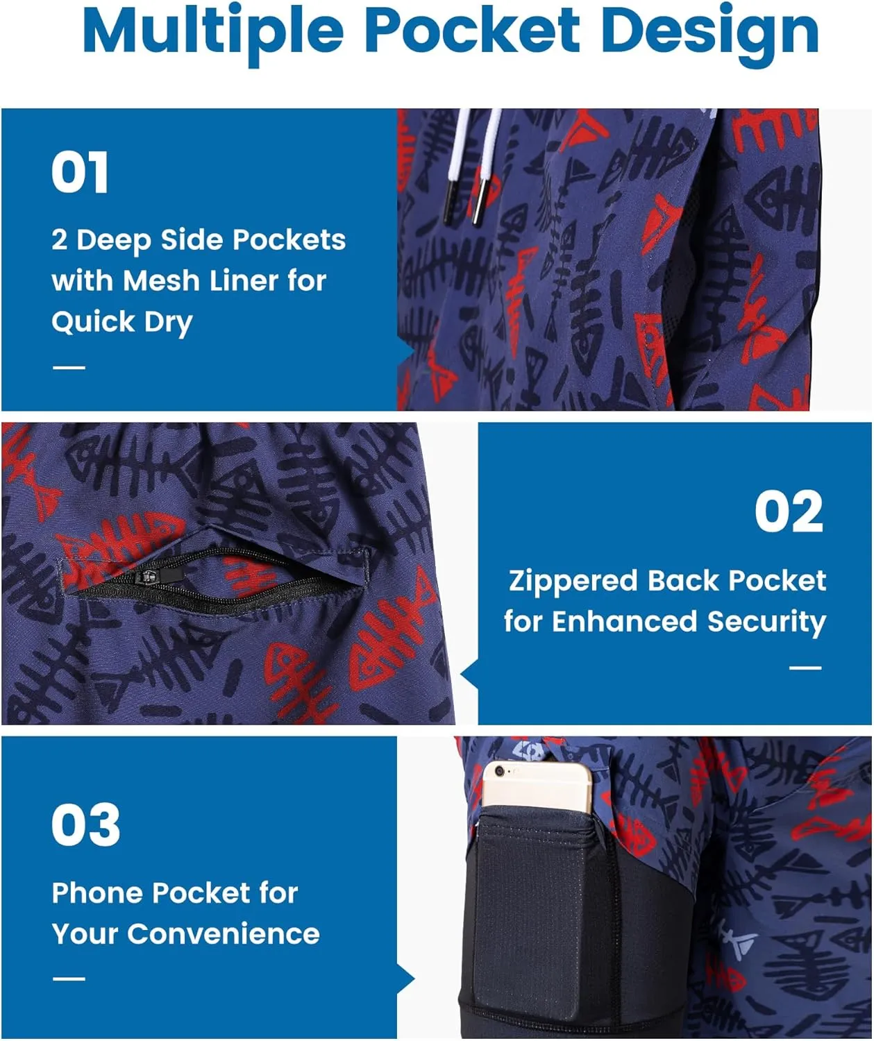 maamgic Mens Swim Trunks with Compression Liner 7 Inch Inseam Mens Bathing Suit Quick Dry Swimming Trunks Swimsuit