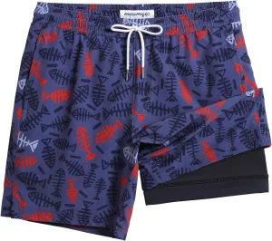 maamgic Mens Swim Trunks with Compression Liner 7 Inch Inseam Mens Bathing Suit Quick Dry Swimming Trunks Swimsuit