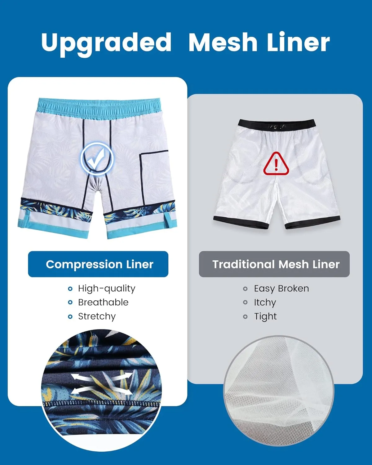 maamgic Mens Swim Trunks with Compression Liner 7 Inch Inseam Mens Bathing Suit Quick Dry Swimming Trunks Swimsuit