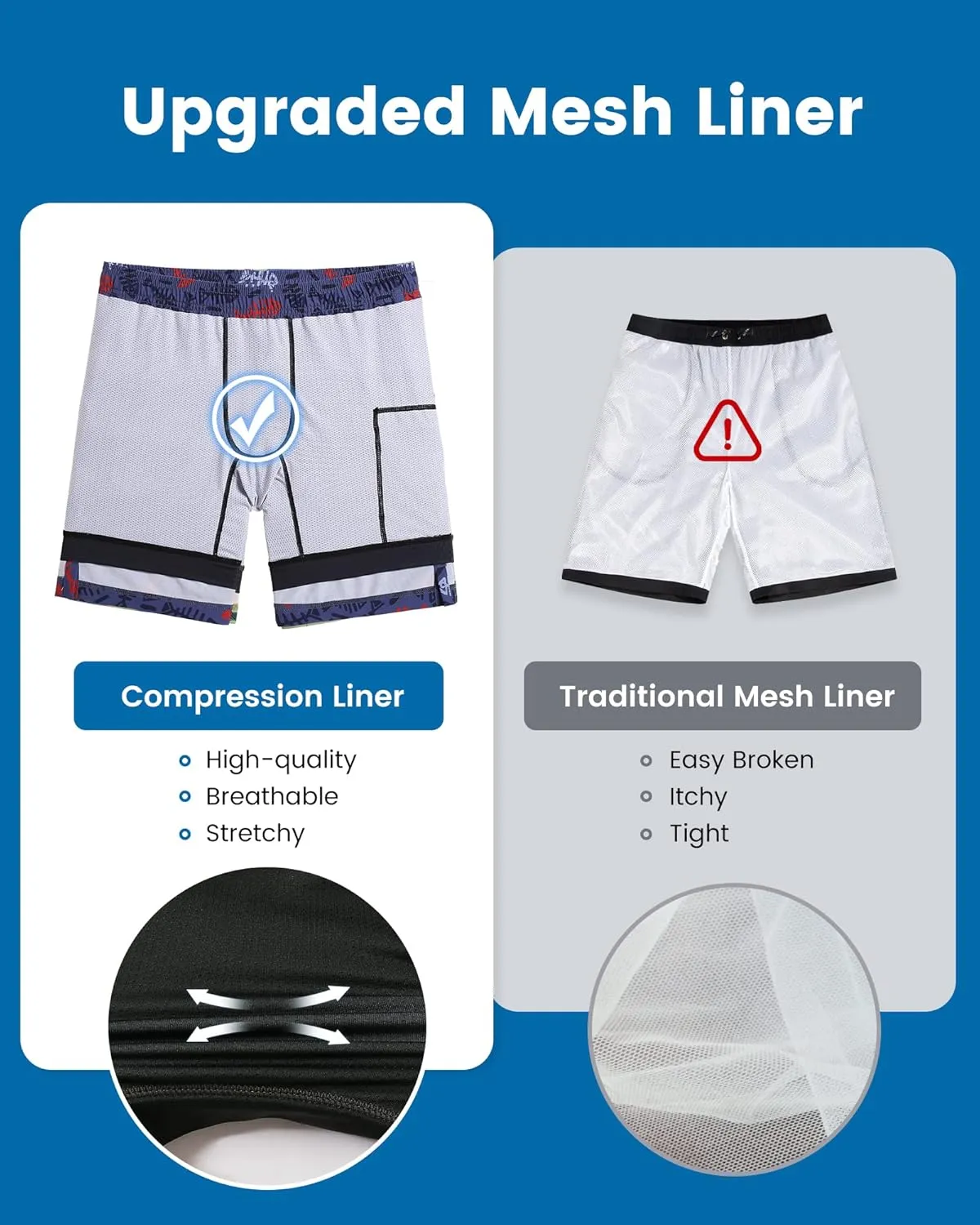 maamgic Mens Swim Trunks with Compression Liner 7 Inch Inseam Mens Bathing Suit Quick Dry Swimming Trunks Swimsuit