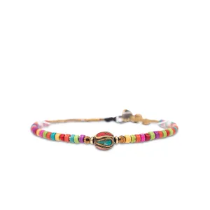 Made by Nami Boho Surfer Anklet Waterproof & Adjustable Beaded Anklets for Women Beachy Ankle Bracelet Made from Waxed Cotton Rope and Beads for Summer and Hippie Style (Oriental)