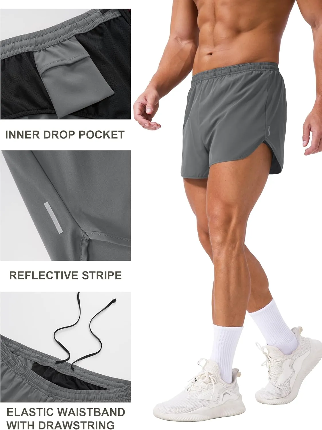 MAGCOMSEN Running Shorts for Men 3 Inch Quick Dry Gym Lightweight Shorts Mens for Athletic Workout with Liner