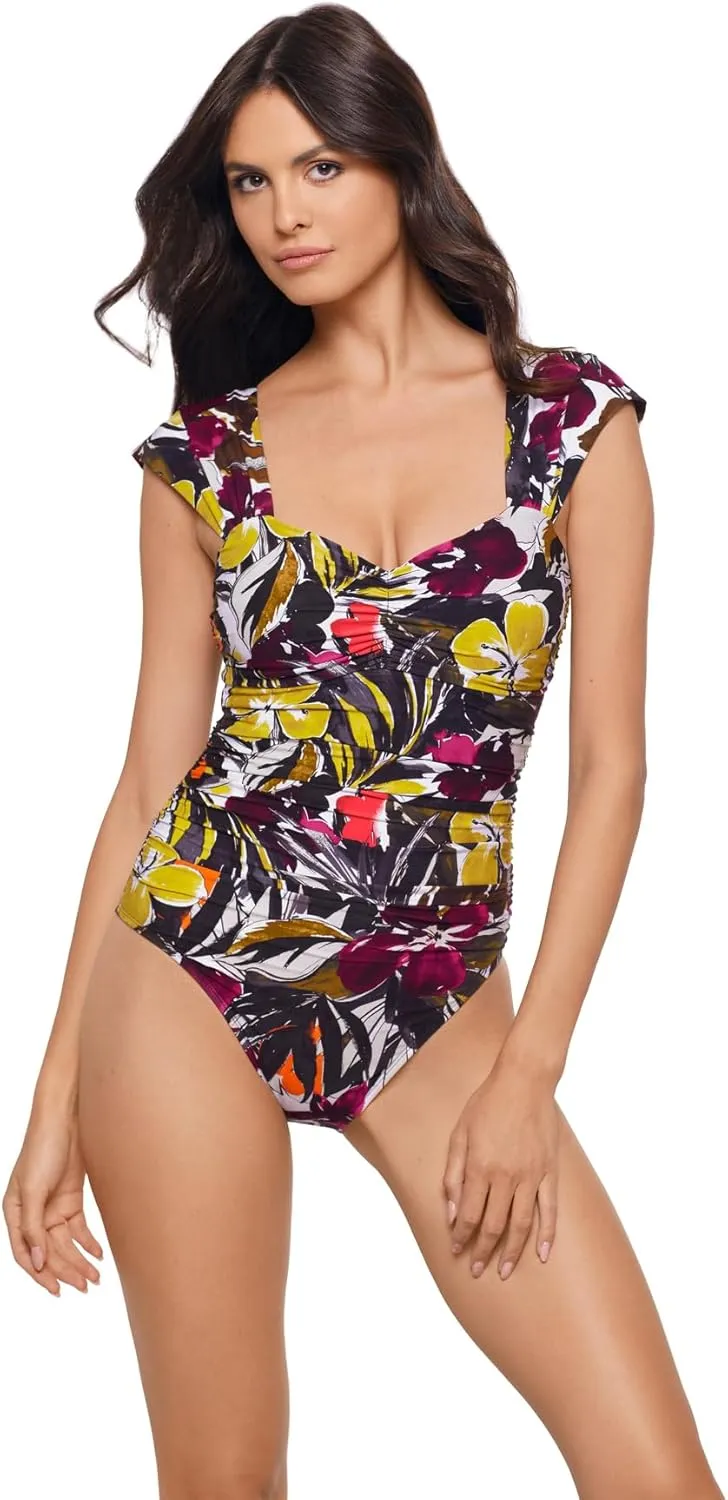 MagicSuit Women's Swimwear Hot House Natalie Cap Sleeve Shelf Bra One Piece Swimsuit