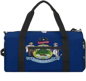Maine State Flag Gym Bag-Workout Organizer with Water Resistant Compartments for Gym Lovers
