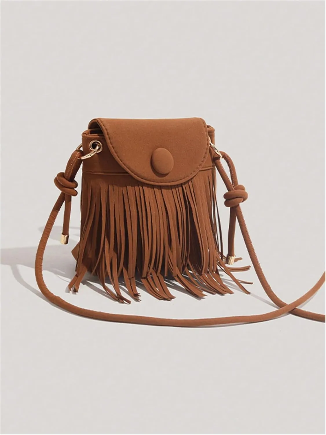 MakeMeChic Women's Faux Suede Crossbody Bag Flap Fringe Shoulder Handbag Small Phone Bags