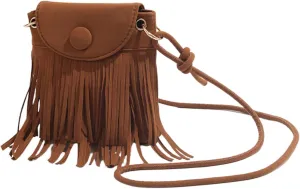 MakeMeChic Women's Faux Suede Crossbody Bag Flap Fringe Shoulder Handbag Small Phone Bags