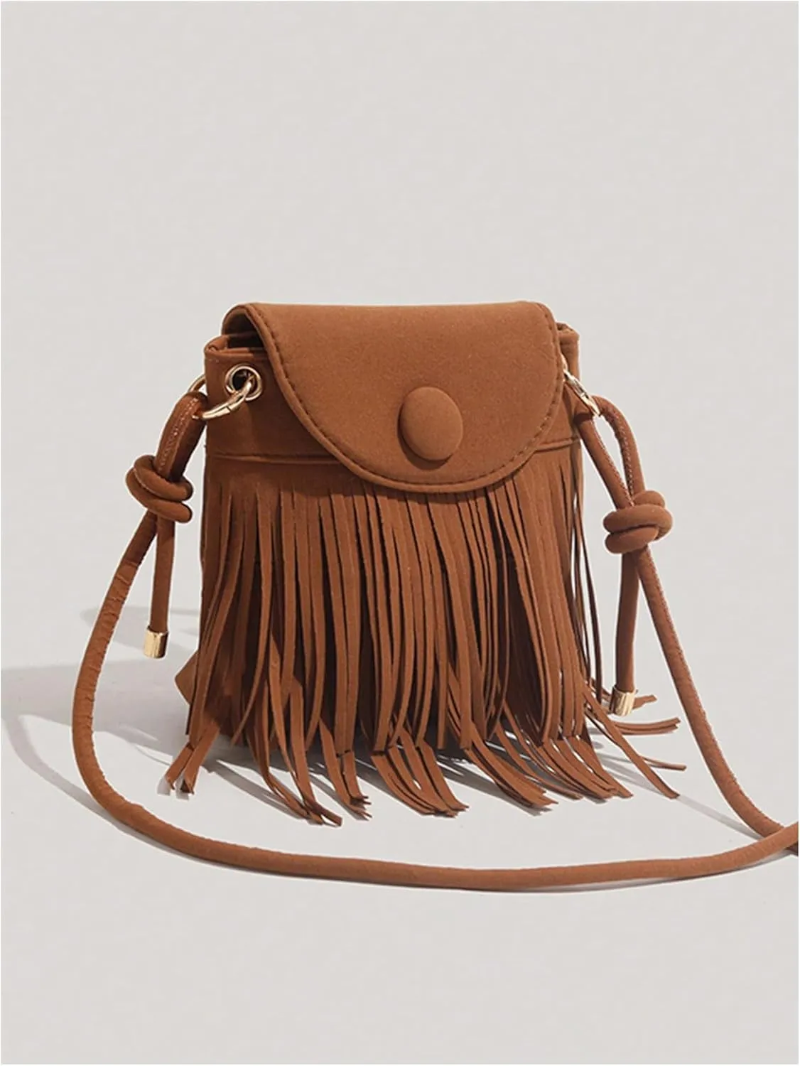 MakeMeChic Women's Faux Suede Crossbody Bag Flap Fringe Shoulder Handbag Small Phone Bags