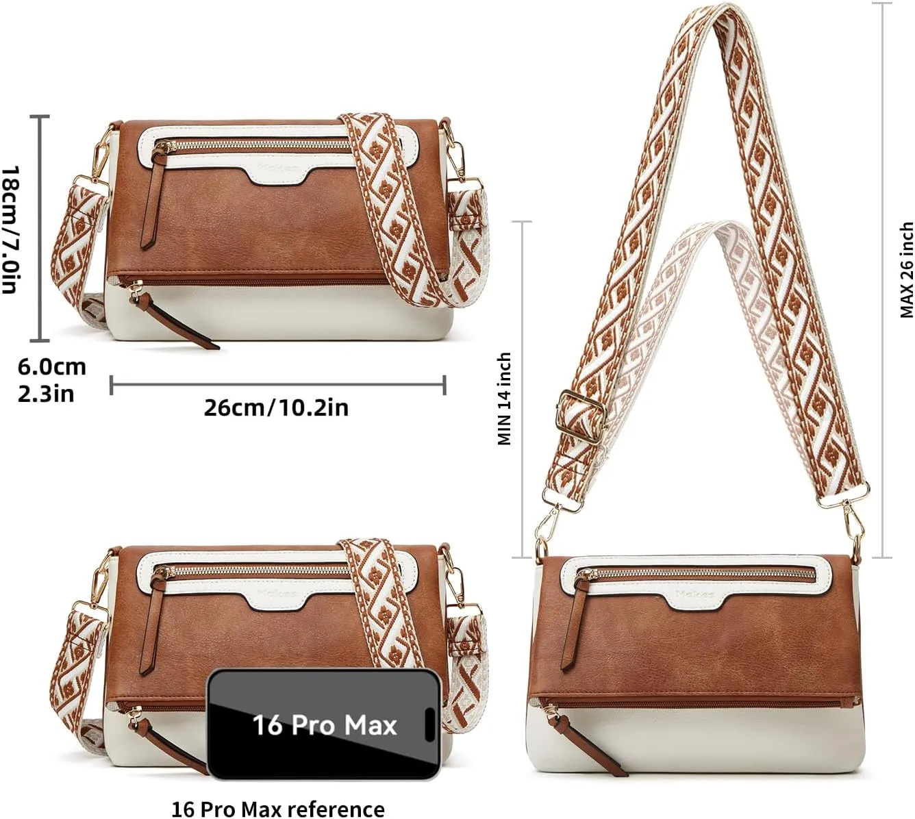 Makes Crossbody Bags for Women,Multi Pocket Crossbody Purses Vegan Leather Shoulder Handbags Travel Purse Adjustable Strap