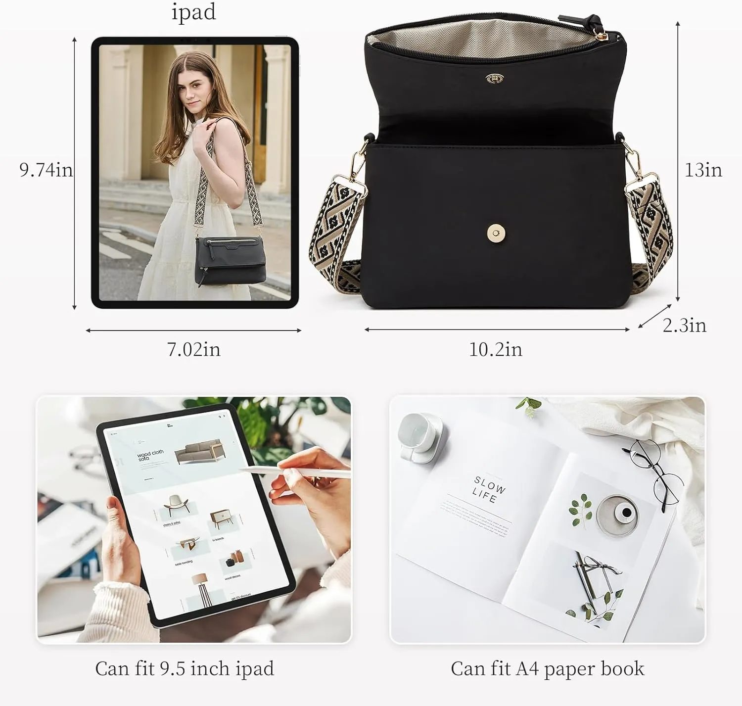 Makes Crossbody Bags for Women,Multi Pocket Crossbody Purses Vegan Leather Shoulder Handbags Travel Purse Adjustable Strap