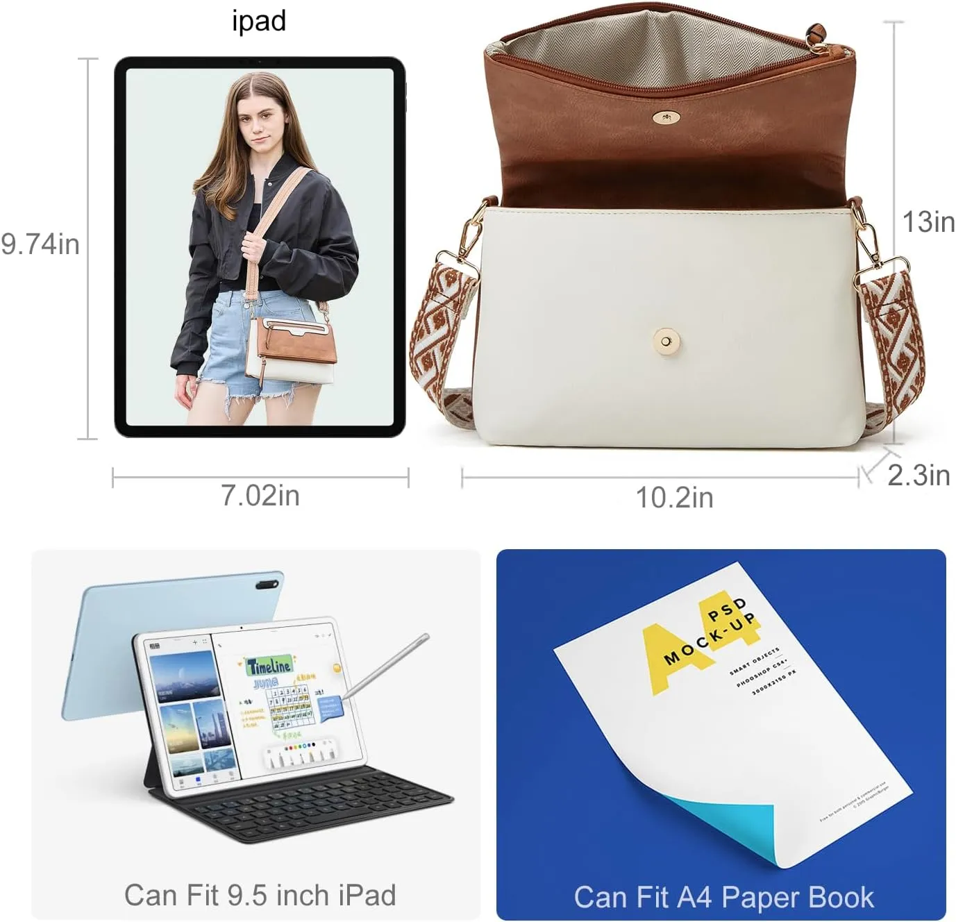 Makes Crossbody Bags for Women,Multi Pocket Crossbody Purses Vegan Leather Shoulder Handbags Travel Purse Adjustable Strap