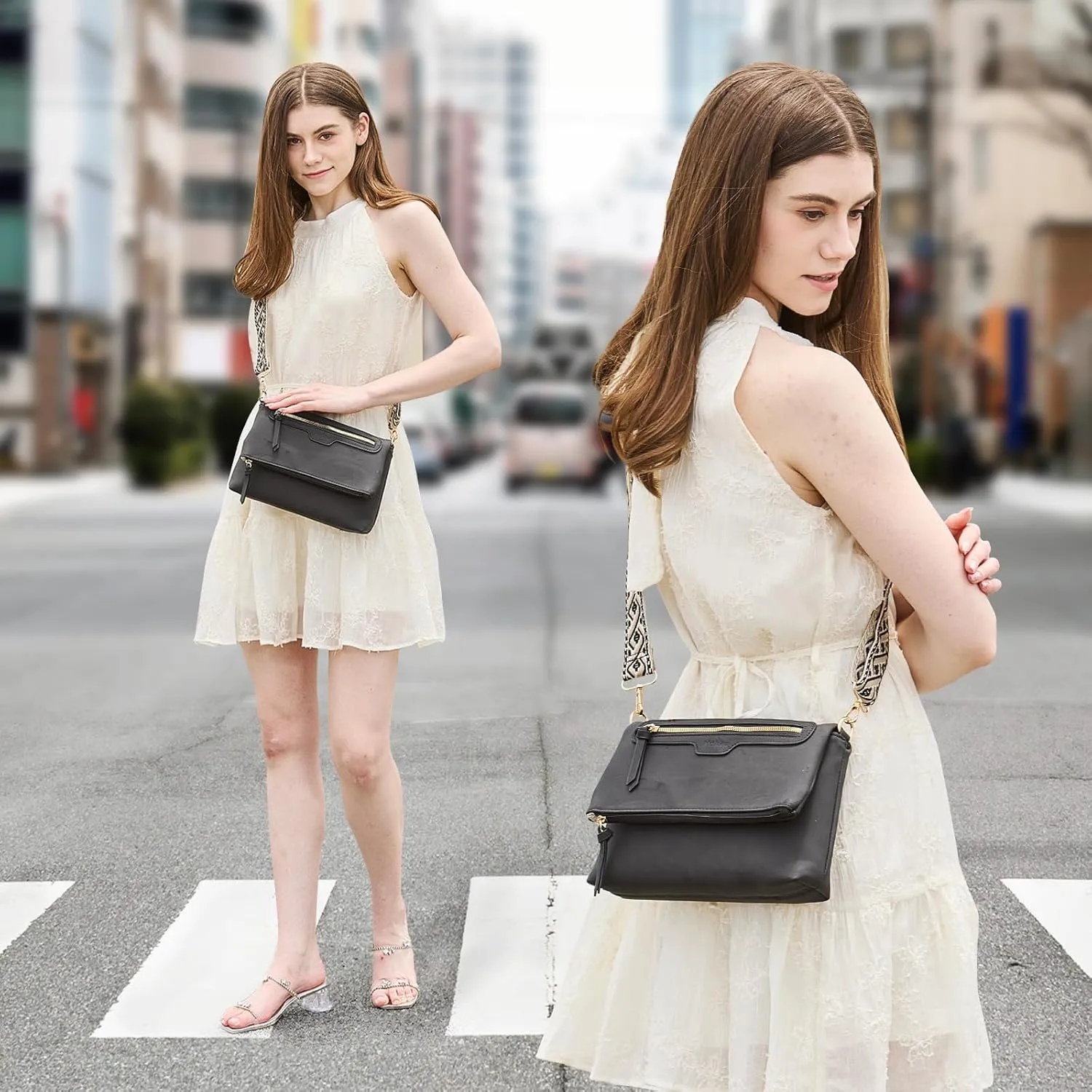 Makes Crossbody Bags for Women,Multi Pocket Crossbody Purses Vegan Leather Shoulder Handbags Travel Purse Adjustable Strap