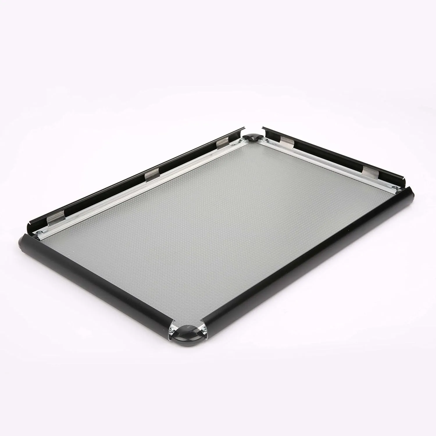M&T Displays Snap Poster Frame 24x36 Inch Black 1" Aluminum Profile Front Loading Wall Mounting Photo Picture Document Certificate Sign Holder Round Corner Anti Glare Cover