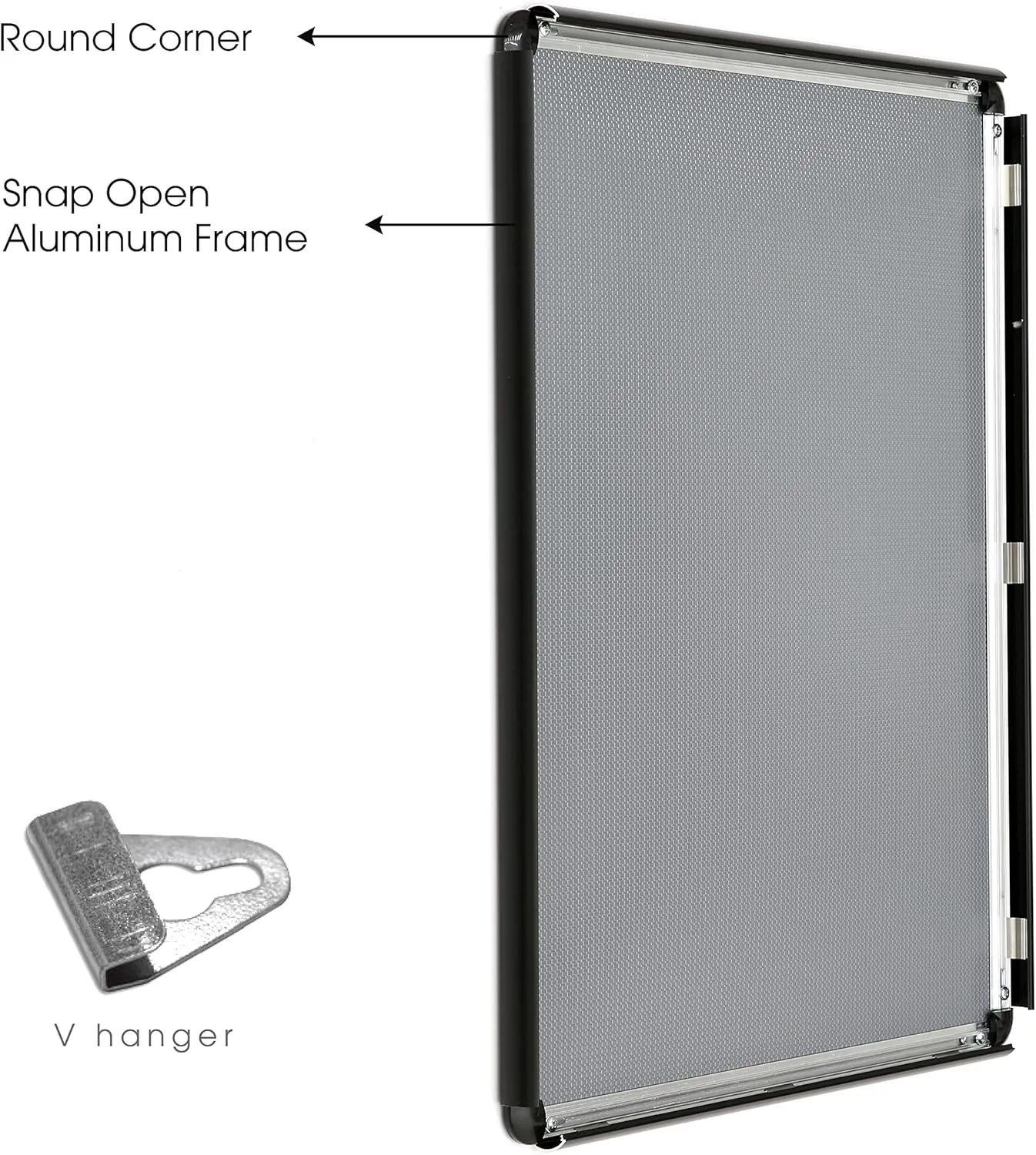 M&T Displays Snap Poster Frame 24x36 Inch Black 1" Aluminum Profile Front Loading Wall Mounting Photo Picture Document Certificate Sign Holder Round Corner Anti Glare Cover