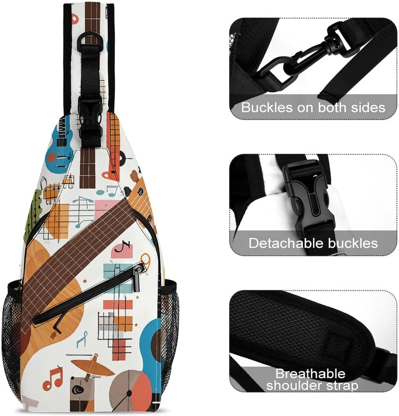 Many Cartoon Cats Crossbody Sling Bag, Travel Backpack, Hiking Sling Bags, Chest Bag, Shoulder Bags, Daypack