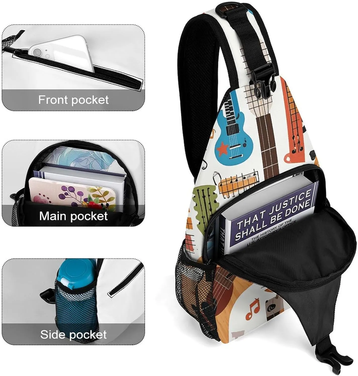 Many Cartoon Cats Crossbody Sling Bag, Travel Backpack, Hiking Sling Bags, Chest Bag, Shoulder Bags, Daypack