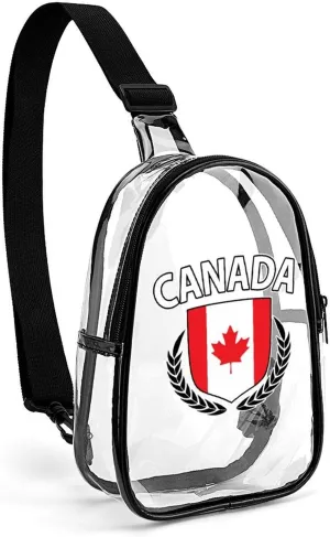 Maple Leaf Canada Flag Cute Crossbody Sling Bag Unisex Transparent Chest Bag Adjustable Strap Shoulder Bag