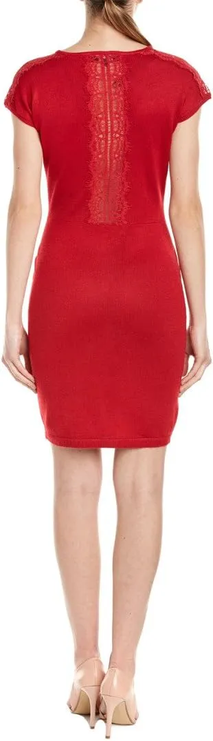 Marc New York by Andrew Marc Women's Short-Sleeve Lace-Trimmed Sweater Dress