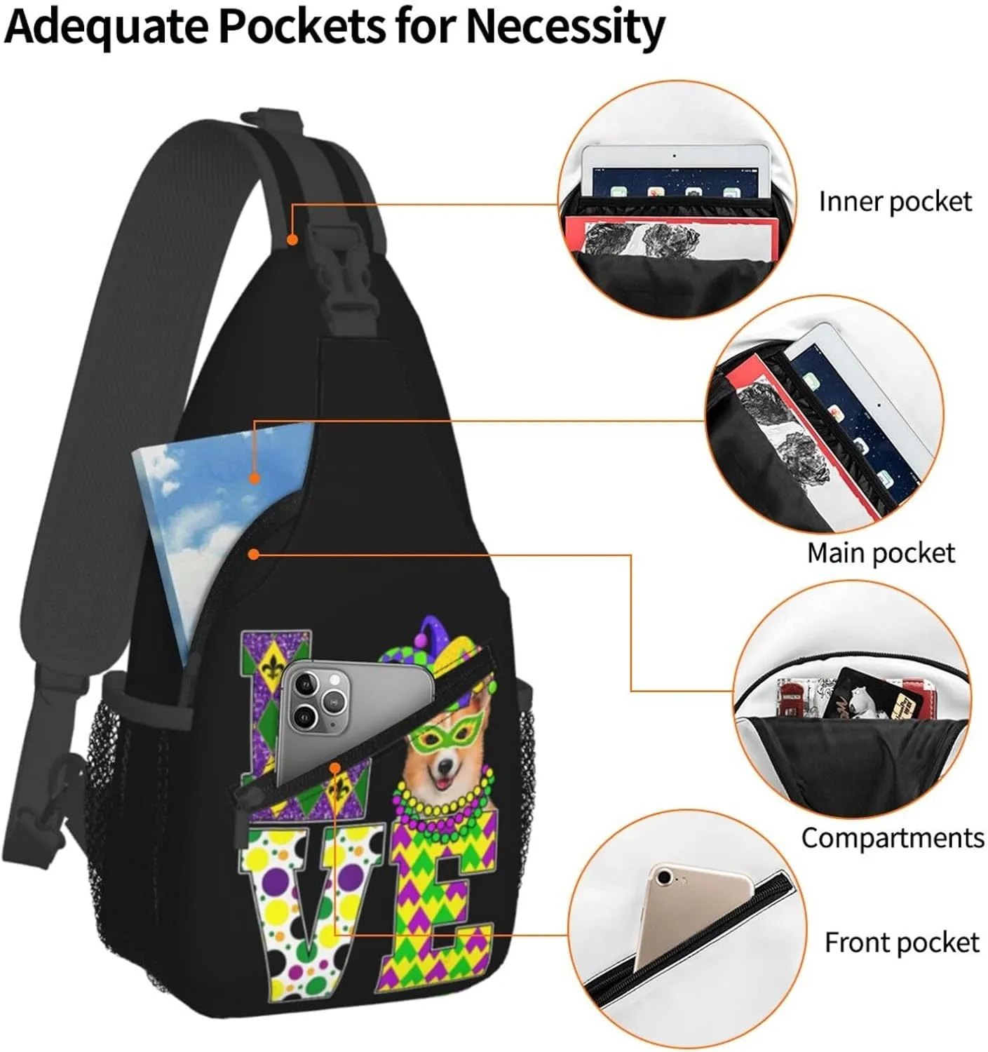 Mardi Gras Dear Liver Today Will Be A Rough One Sling Bag Crossbody Bag Casual Chest Bags Travel Shoulder Backpack