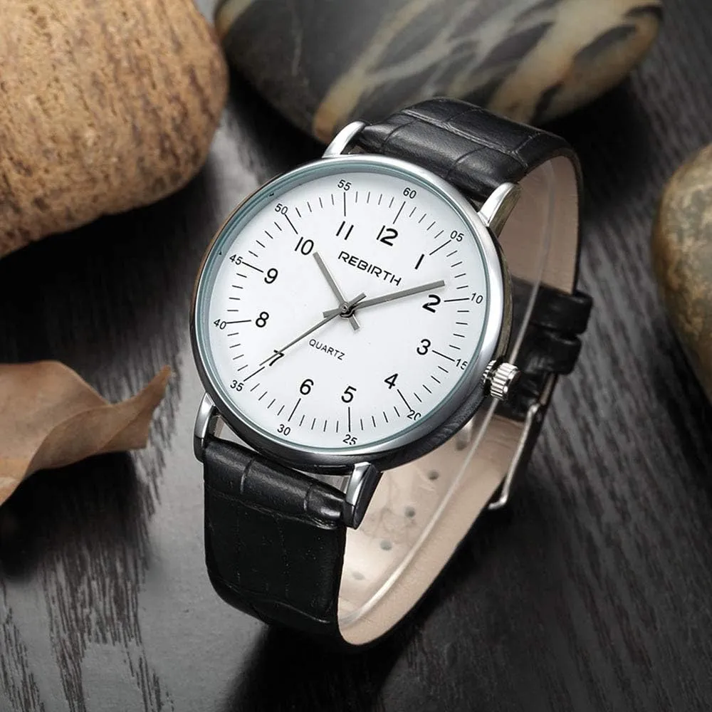 MASTOP Unisex Ultra-Thin Analog Quartz Watch Leather Strap Classic Women and Men Business Fashion Wrist Watches