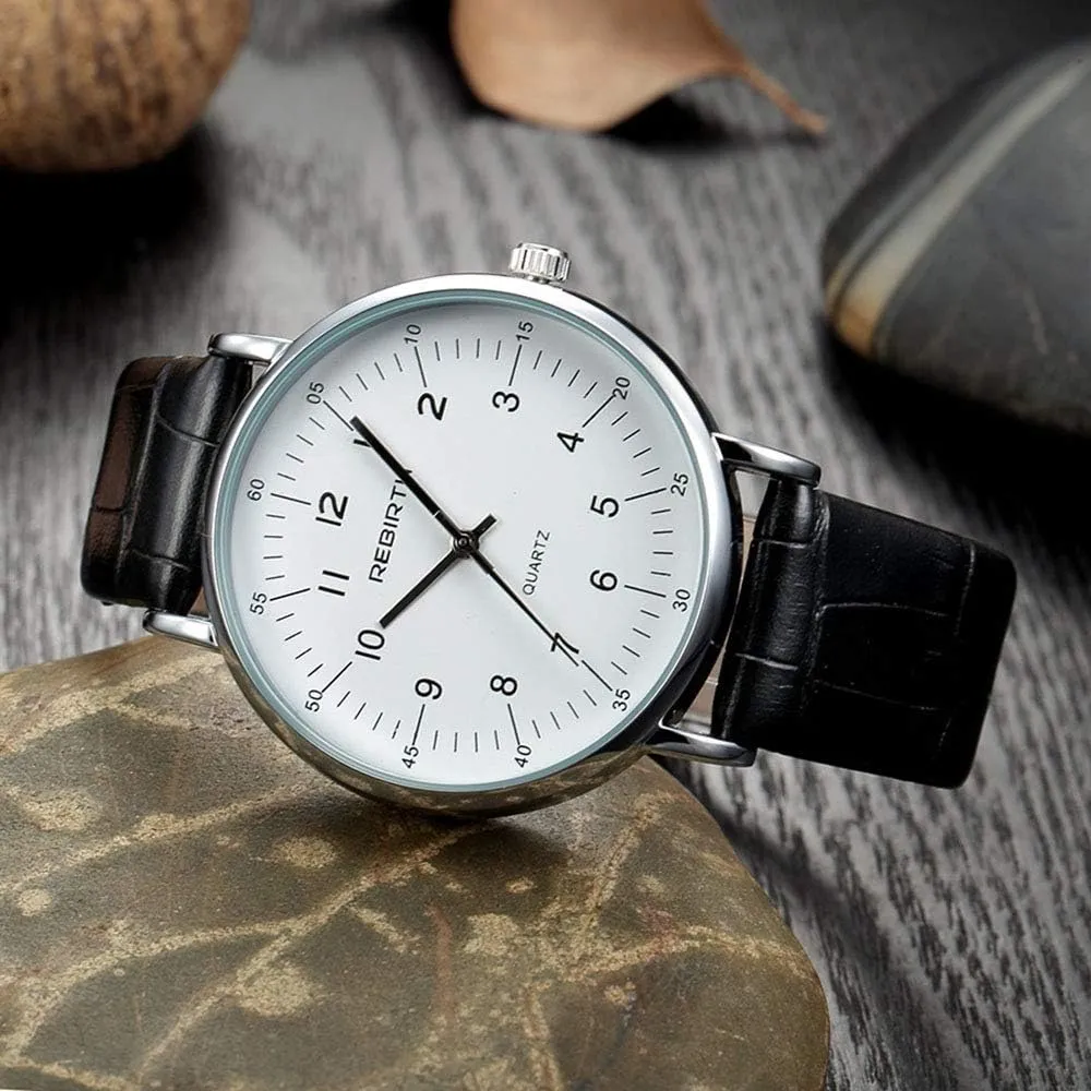 MASTOP Unisex Ultra-Thin Analog Quartz Watch Leather Strap Classic Women and Men Business Fashion Wrist Watches