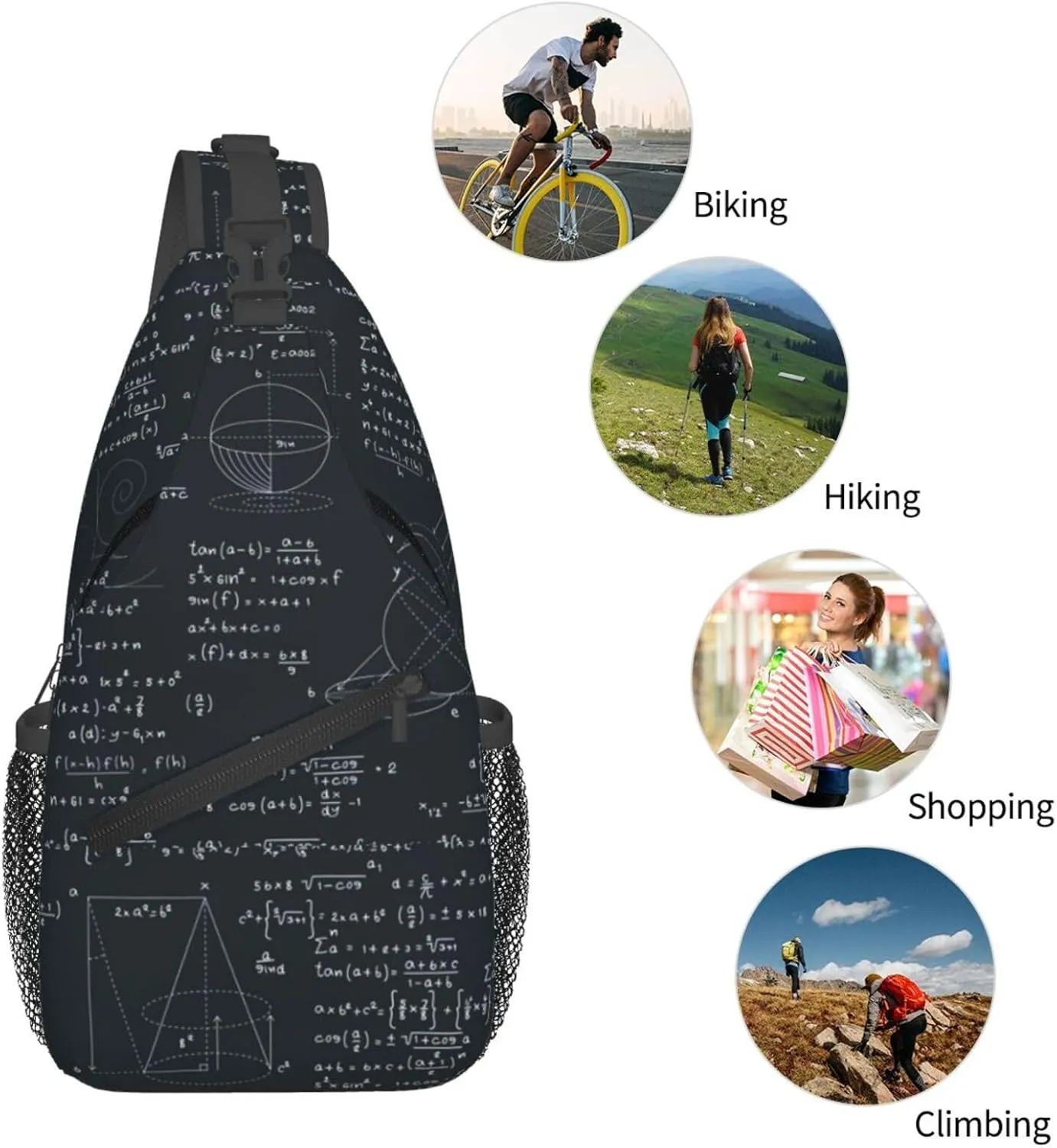 Math Crossbody Bag Funny Math Shoulder Bag Backpack Mathematics Sling Bag Mathematics Chest Casual Daypack Bag