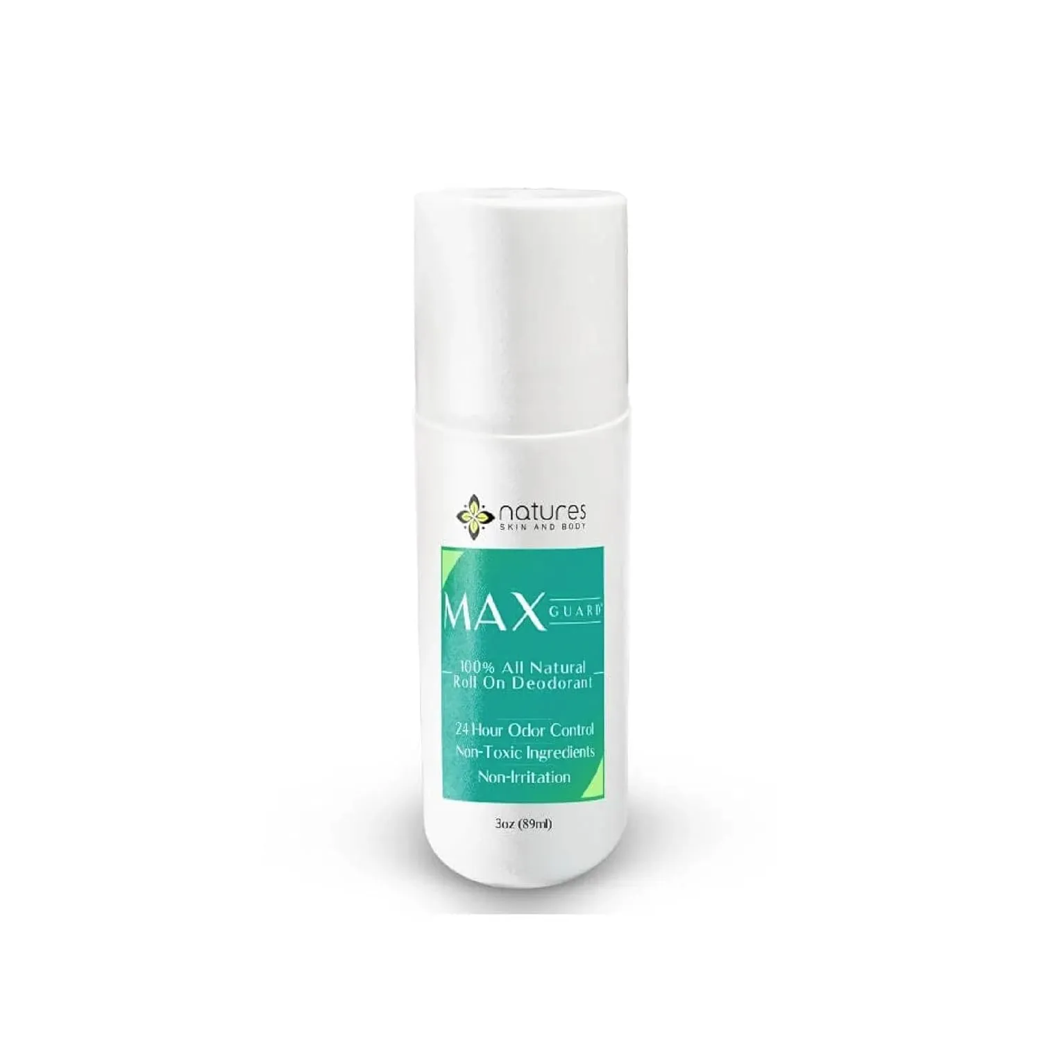 MaxGuard All-Natural Deodorant for Men & Women | 24-Hour Odor Protection | Aluminum-Free, Baking Soda-Free | Roll-On | Non-stain, Non-irritating Formula | Healthier, Long-Lasting Freshness | 3oz