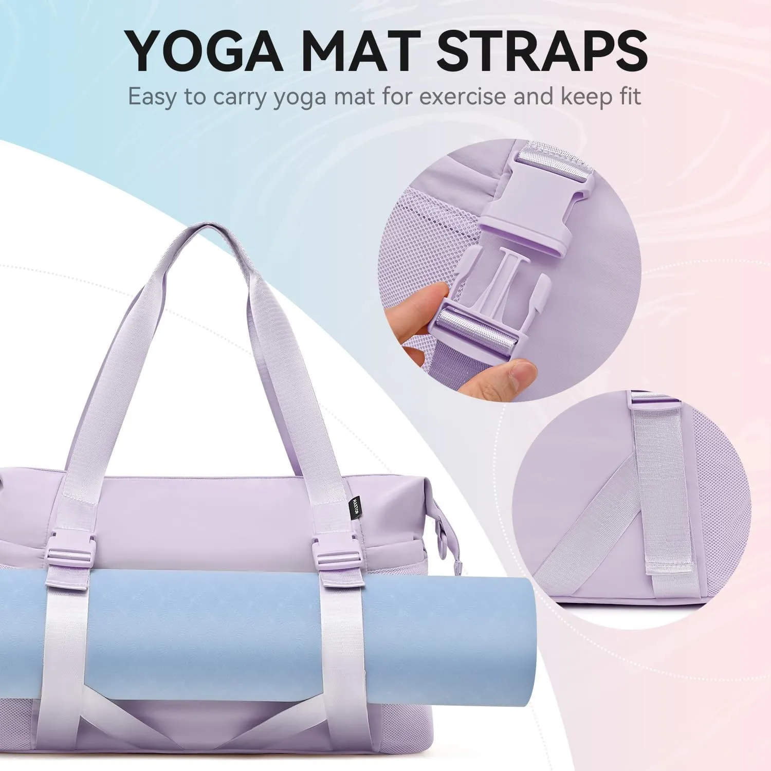 MAXTOP Women's Gym Yoga Duffle Bag with Shoe Pouch,Multi-Purpose Overnight Travel Bag for Gym,Work, Dance, Sports