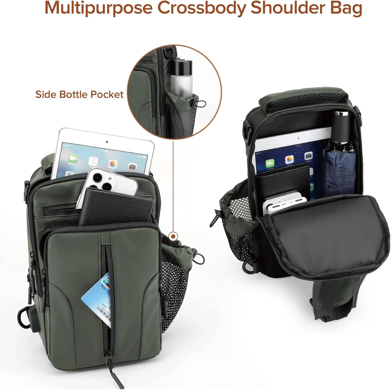 MAYMOONER Anti Theft Crossbody Backpack Shoulder Sling Bag Men Women One Strap Motorcycle Messenger Bag Daypack for Cycling