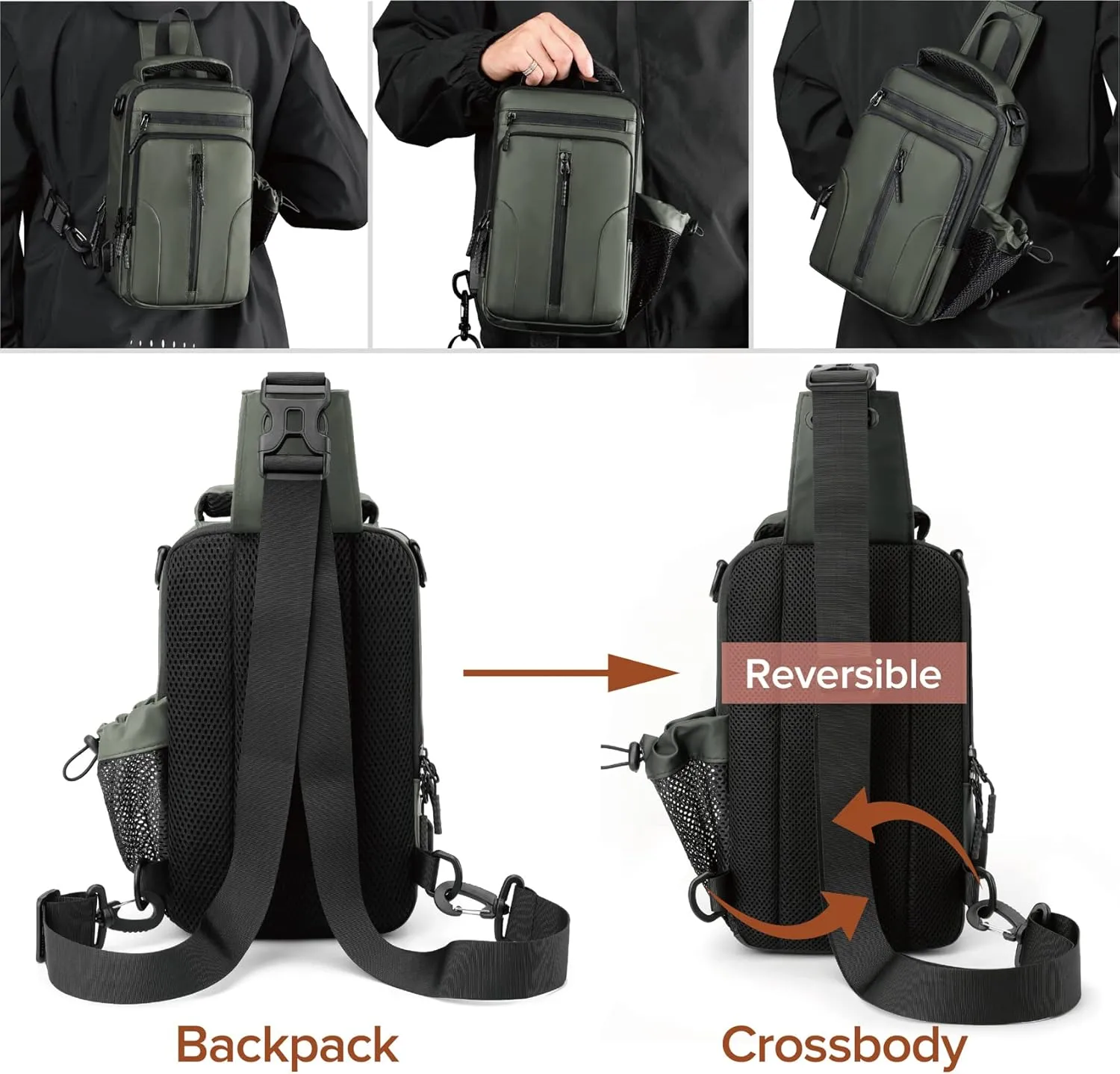 MAYMOONER Anti Theft Crossbody Backpack Shoulder Sling Bag Men Women One Strap Motorcycle Messenger Bag Daypack for Cycling