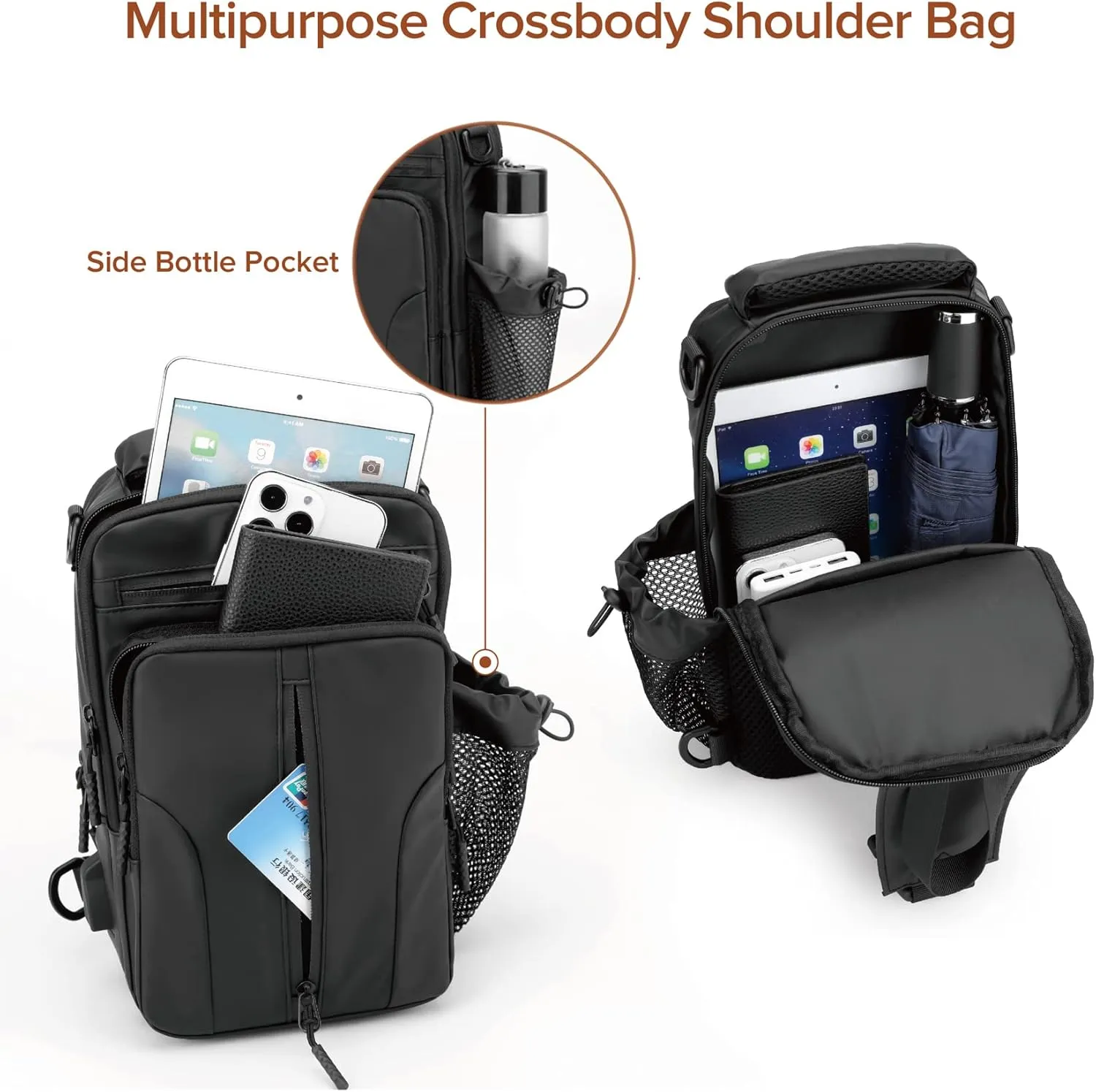MAYMOONER Anti Theft Crossbody Backpack Shoulder Sling Bag Men Women One Strap Motorcycle Messenger Bag Daypack for Cycling