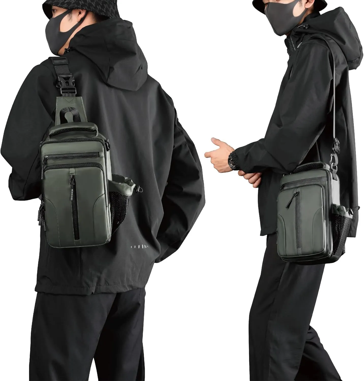 MAYMOONER Anti Theft Crossbody Backpack Shoulder Sling Bag Men Women One Strap Motorcycle Messenger Bag Daypack for Cycling
