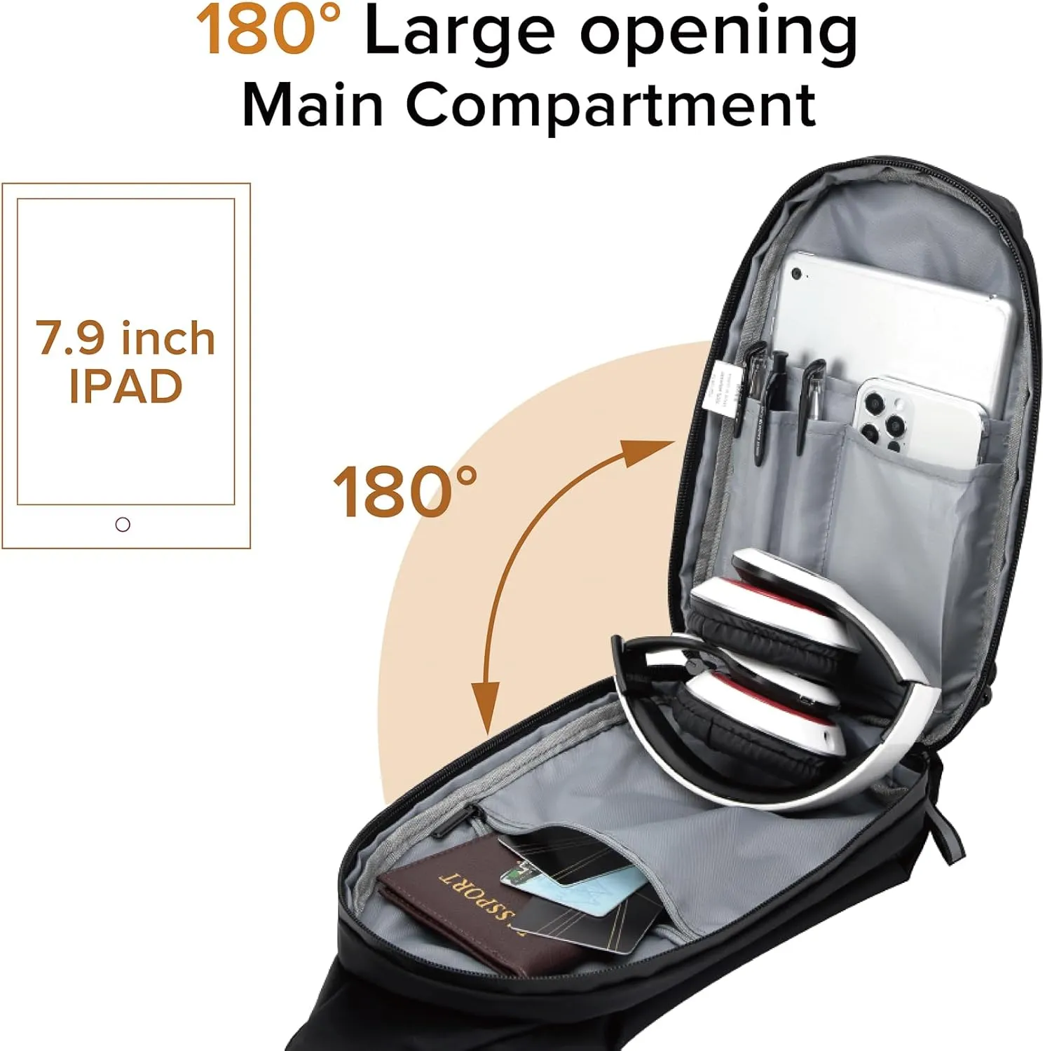MAYMOONER Small Sling Shoulder Crossbody Bag Men Women One Strap Casual Chest Bags Slim Backpack for Outdoor Travel Biking