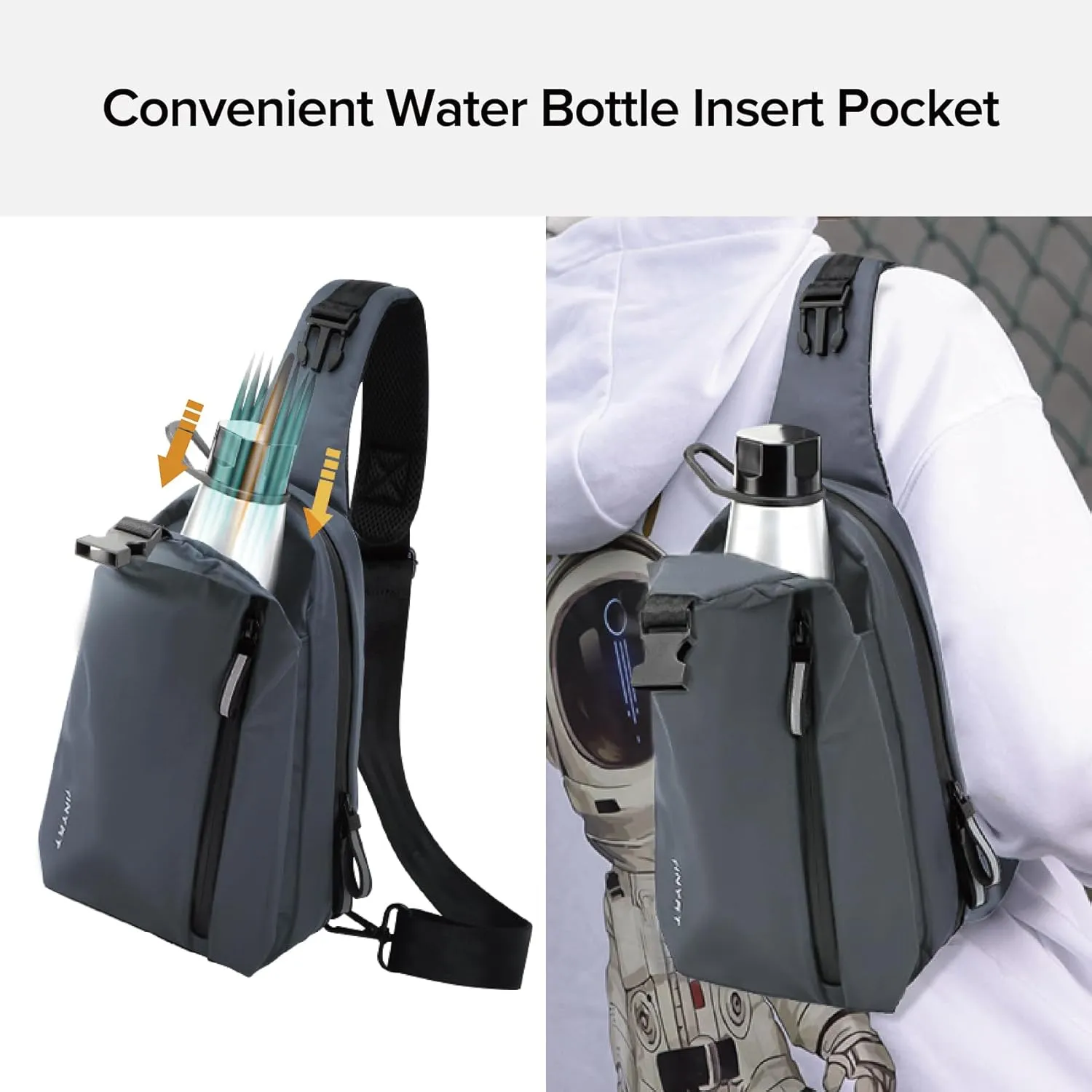 MAYMOONER Small Sling Shoulder Crossbody Bag Men Women One Strap Casual Chest Bags Slim Backpack for Outdoor Travel Biking