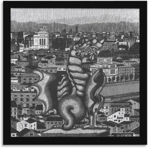 M.C. Escher Rome And The Griffin of Borgheses Placard Poster Cool Artworks Painting Wall Art Canvas Prints Hanging Picture Home Decor Posters 24x24inch(60x60cm)