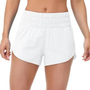 MCEDAR Womens High Waisted Running Shorts Elastic Mesh Liner Dolphin Athletic Gym Workout Shorts with Zipper Pocket