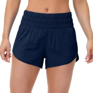 MCEDAR Womens High Waisted Running Shorts Elastic Mesh Liner Dolphin Athletic Gym Workout Shorts with Zipper Pocket
