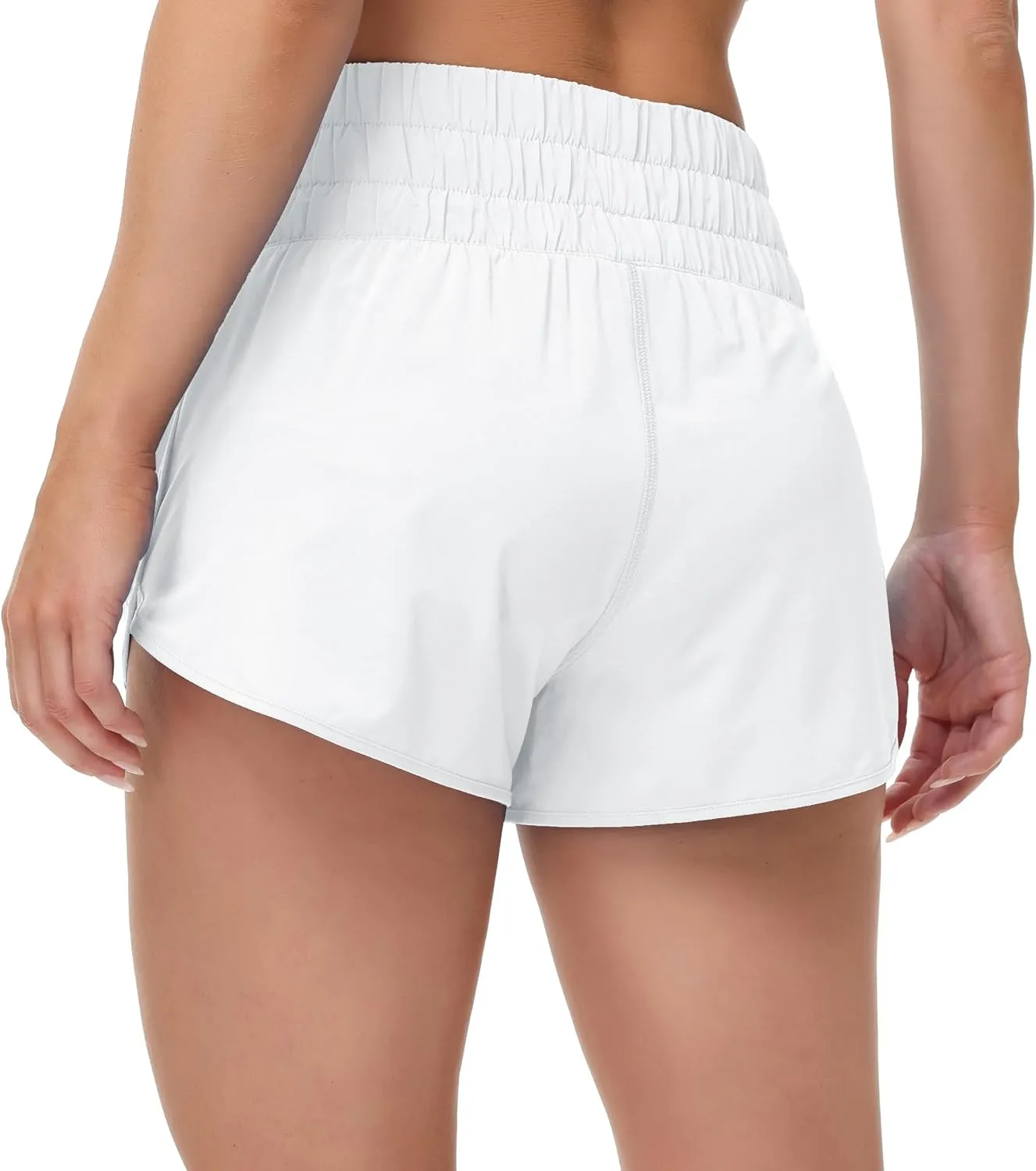 MCEDAR Womens High Waisted Running Shorts Elastic Mesh Liner Dolphin Athletic Gym Workout Shorts with Zipper Pocket