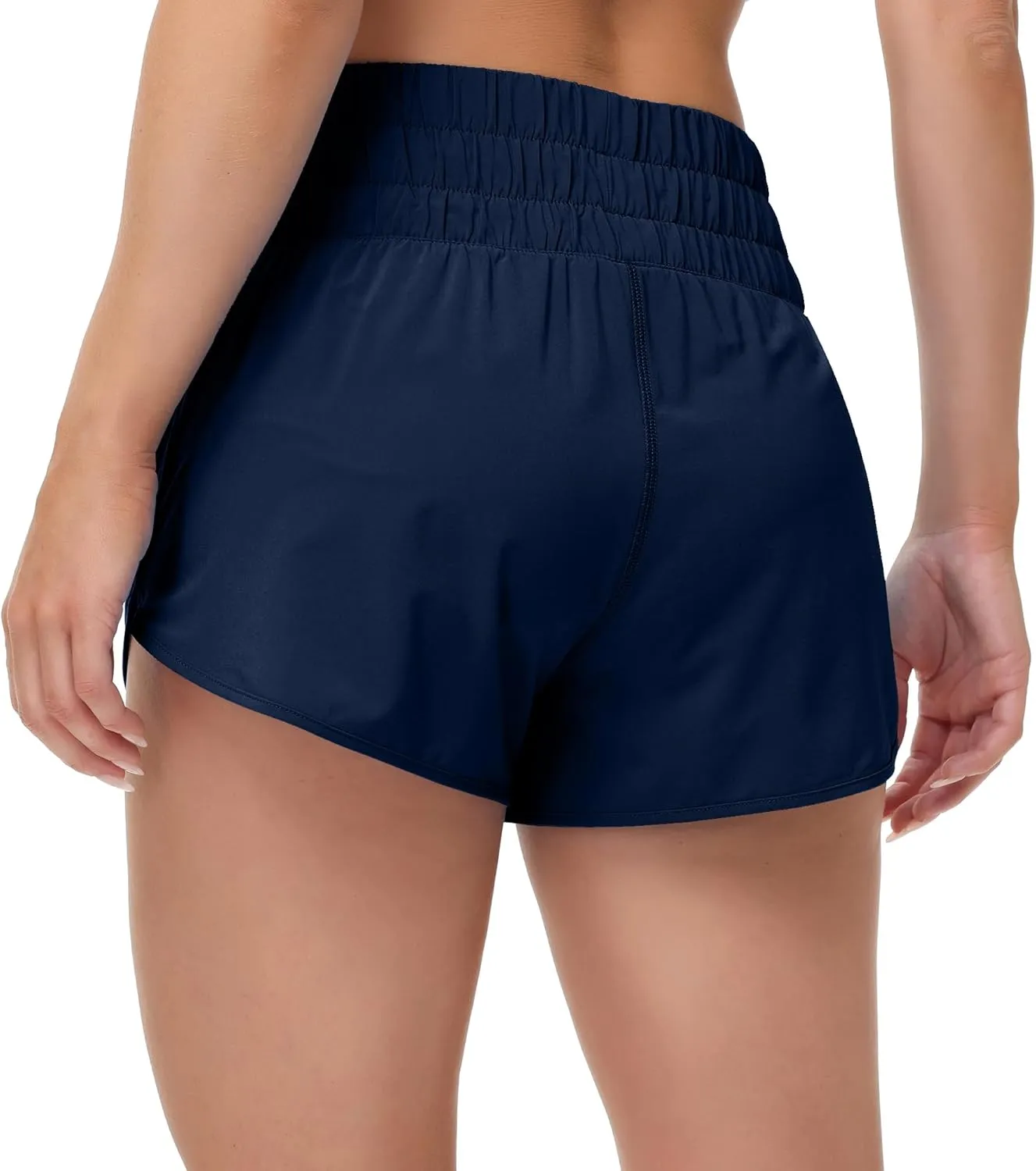 MCEDAR Womens High Waisted Running Shorts Elastic Mesh Liner Dolphin Athletic Gym Workout Shorts with Zipper Pocket