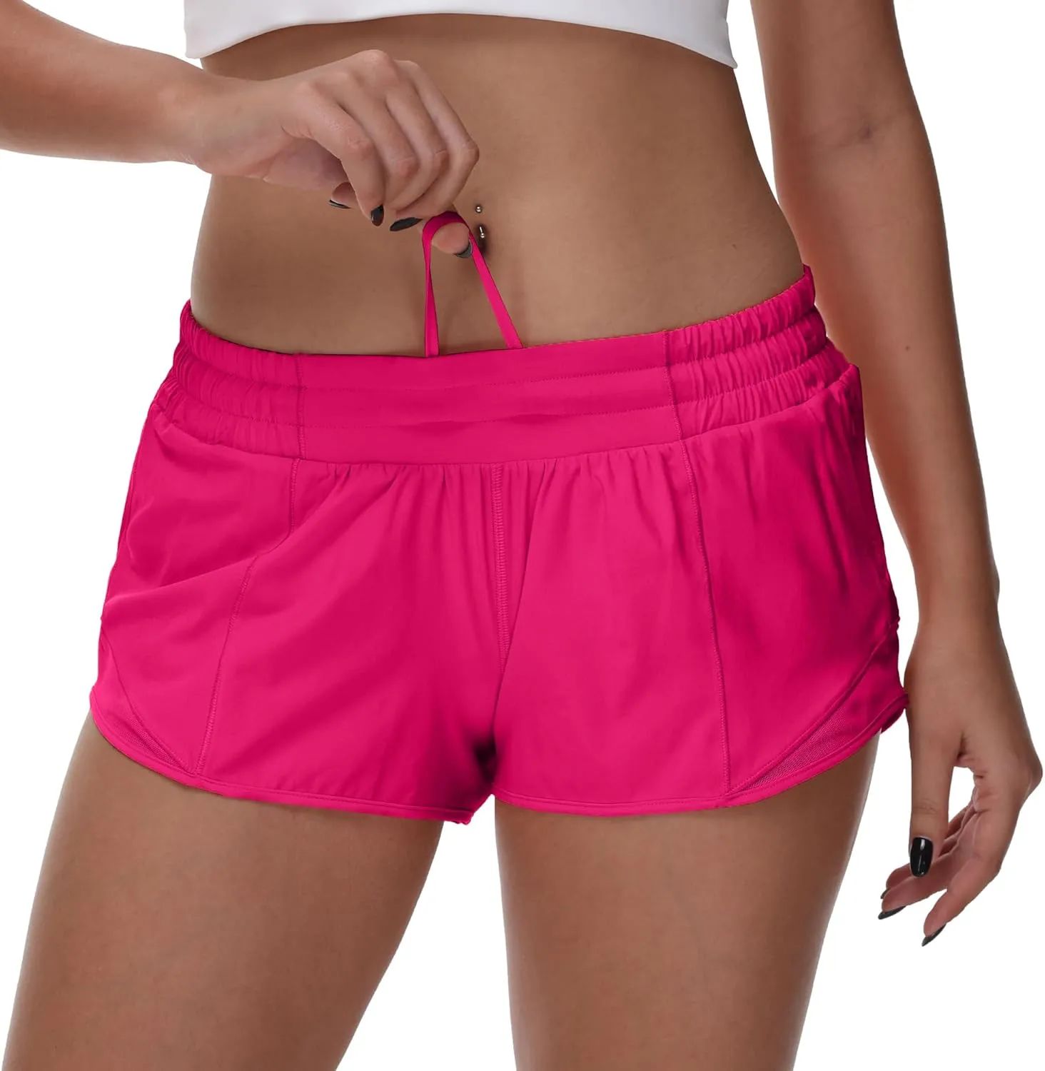 MCEDAR Women's Running Shorts Low Waisted 2.5"，Lightweight Active Workout Quick Dry Gym Athletic Sports Shorts Zip Pocket