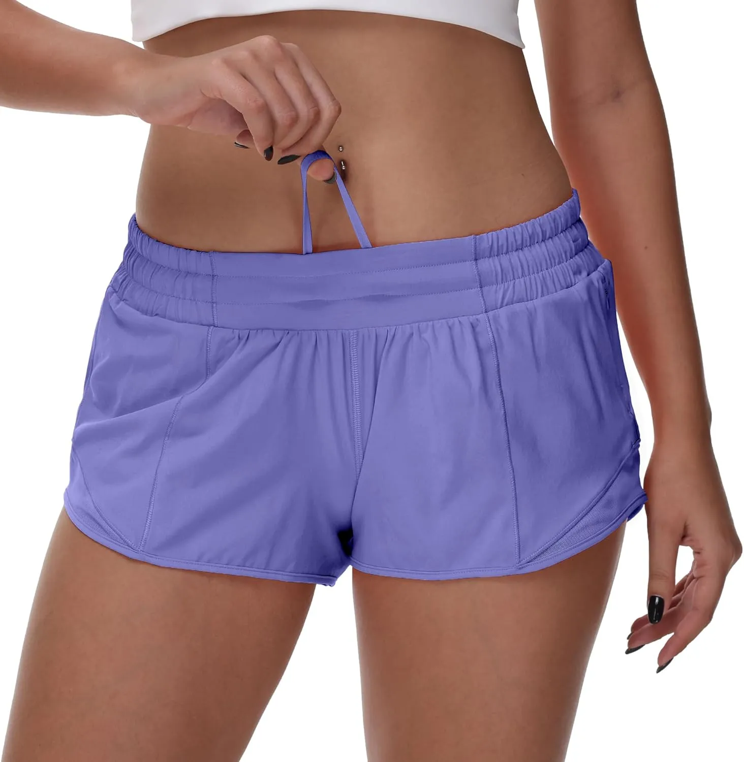 MCEDAR Women's Running Shorts Low Waisted 2.5"，Lightweight Active Workout Quick Dry Gym Athletic Sports Shorts Zip Pocket