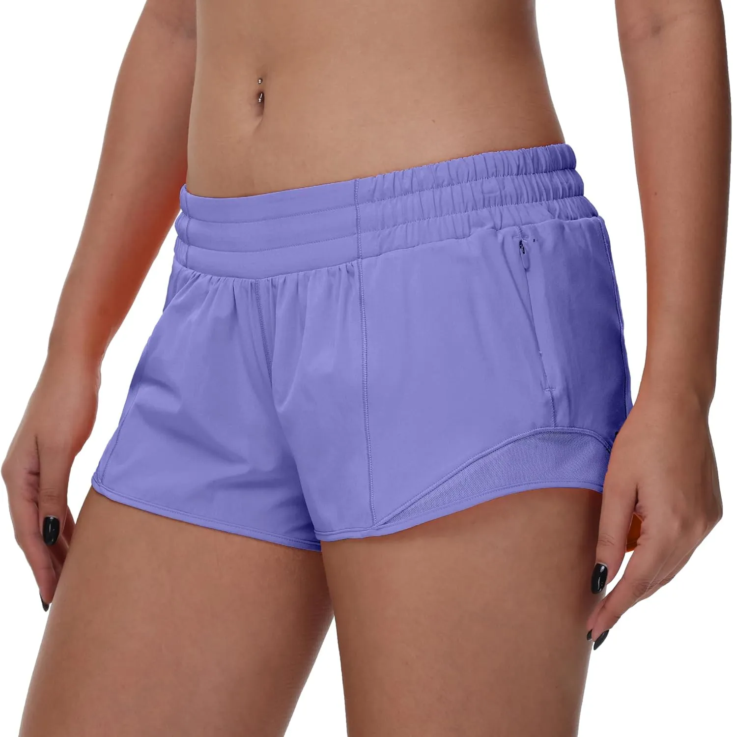 MCEDAR Women's Running Shorts Low Waisted 2.5"，Lightweight Active Workout Quick Dry Gym Athletic Sports Shorts Zip Pocket