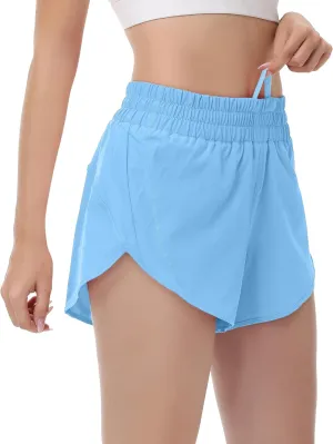 MCEDAR Women's Running Shorts Mesh Liner Quick Dry Athletic Gym Track Workout Shorts with Elastic and Zip Pocket