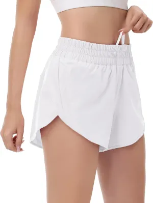 MCEDAR Women's Running Shorts Mesh Liner Quick Dry Athletic Gym Track Workout Shorts with Elastic and Zip Pocket