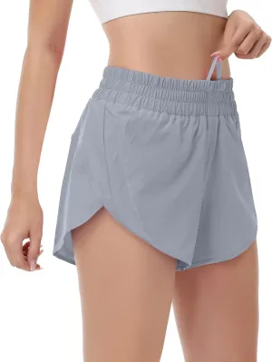 MCEDAR Women's Running Shorts Mesh Liner Quick Dry Athletic Gym Track Workout Shorts with Elastic and Zip Pocket