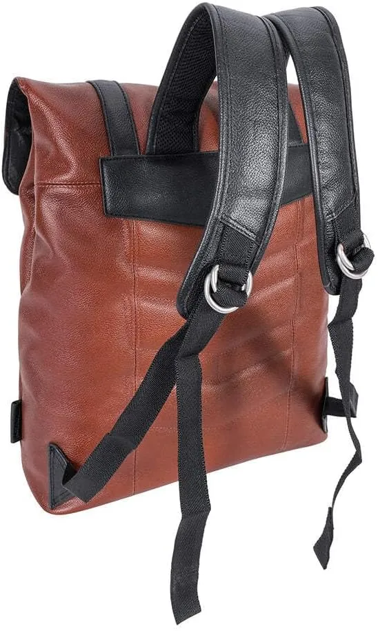 McKlein 17" Leather, Two-Tone, Flap-Over, Laptop & Tablet Backpack- ELEMENT- Black
