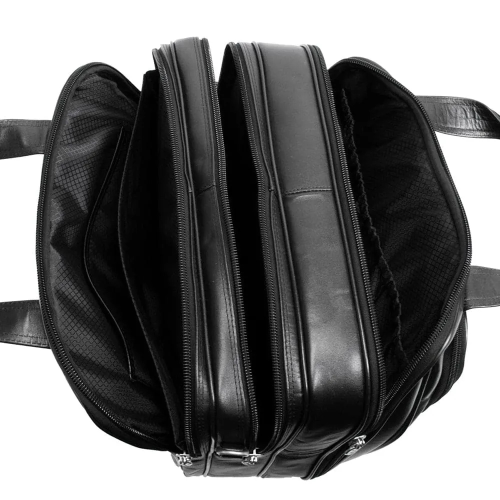 McKlein USA Chicago 17" Leather Patented Detachable -Wheeled Laptop Overnight with Removable Briefcase
