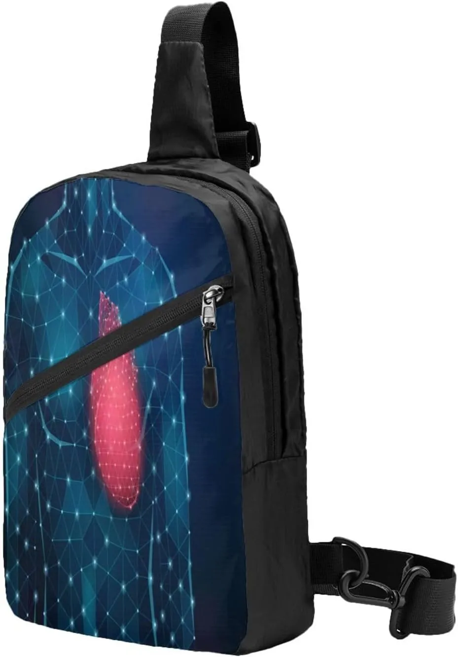 Medicine Science Heart Sling Bag for Men Women, Small Crossbody Sling Backpack Shoulder Chest Bag, Anti Theft Travel Hiking Sports